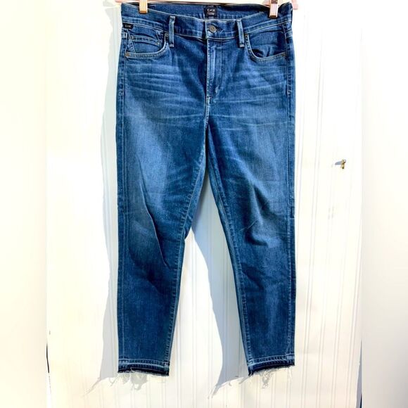 Citizens of Humanity Jeans Rocket Crop High Rise Skinny Raw Hem Stretch Size 28 - Picture 2 of 12